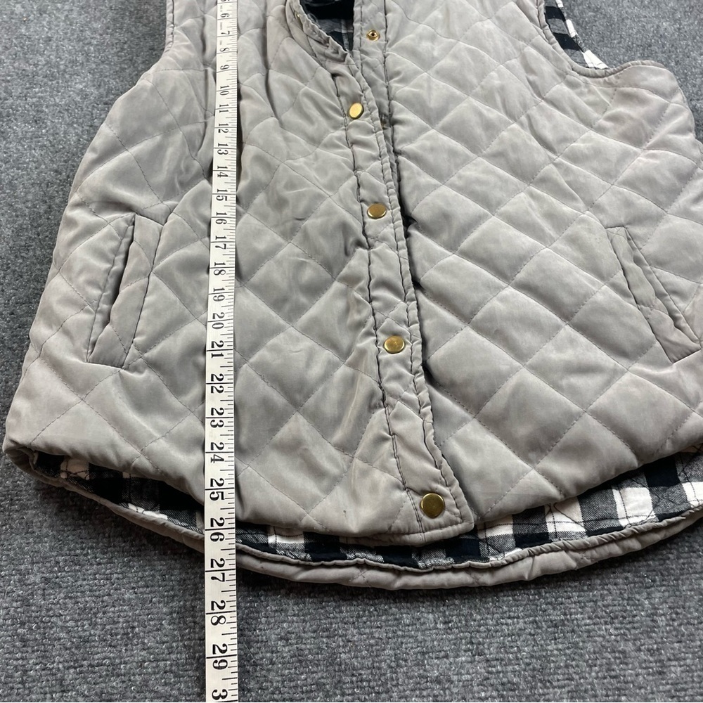 JEN & CO Women’s Quilted Black Gingham/Grey Reversible Vest size: XXL - Picture 9 of 10